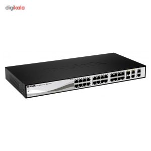 سوییچ 28 پورت 10/100 و اسمارت دی-لینک مدل DES-1210-28 همراه با چهار پورت گیگابیتی
