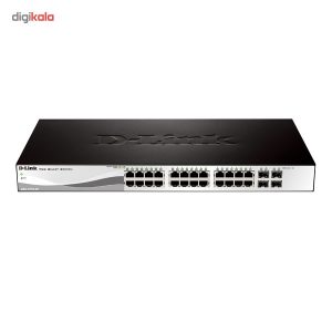 سوییچ 28 پورت گیگابیتی دی-لینک مدل DGS-1210-28 با 24 پورت UTP و 4 پورت SFP