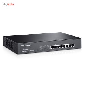 سوییچ 8 پورت گیگابیتی دسکتاپ رکمونت تی پی-لینک به همراه 8 پورت PoE مدل TL-SG1008PE