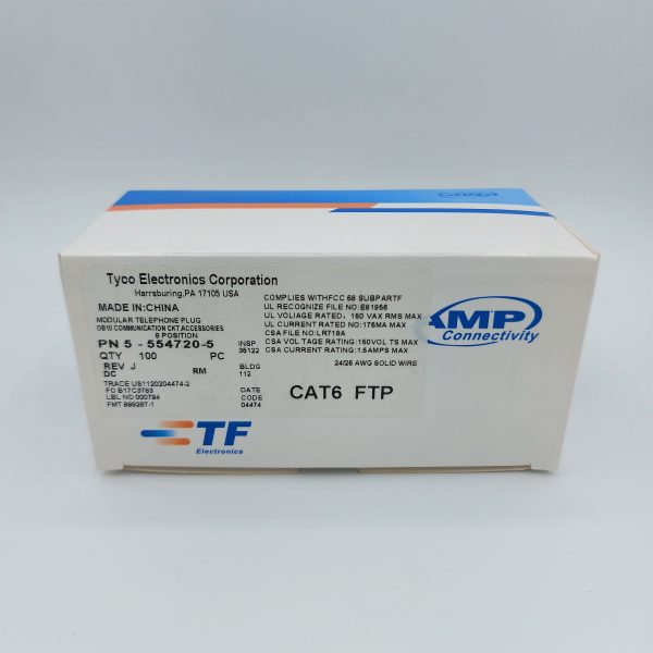 سوکت شبکه CAT6 امپ مدل STP بسته 100 عددی