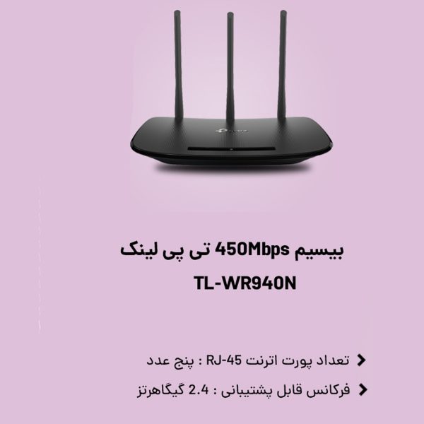 اکسس پوینت و گسترش دهنده محدوده بی‌سیم تی پی-لینک مدل 450Mbps 2.4GHZ,3IN1