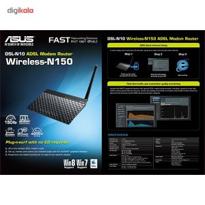 مودم روتر ADSL بی‌سیم N150 ایسوس مدل DSL-N10E