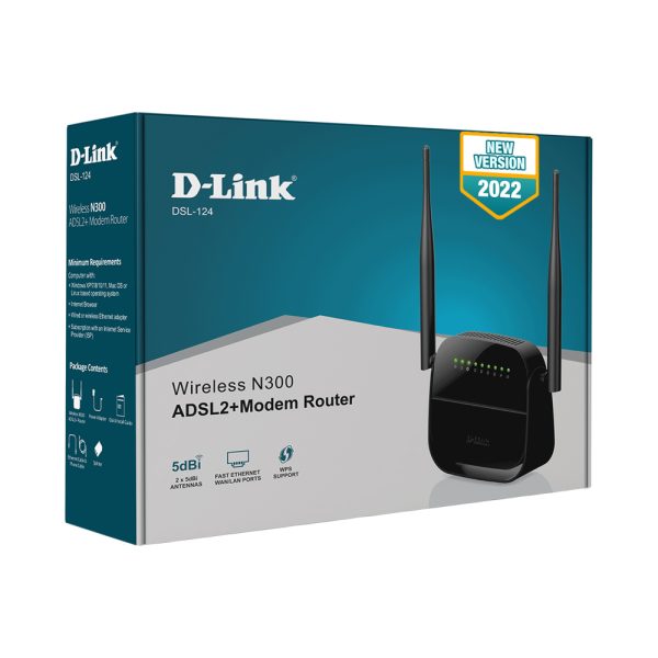 مودم روتر +ADSL2 دی-لینک مدل DSL-124 NEW 2022